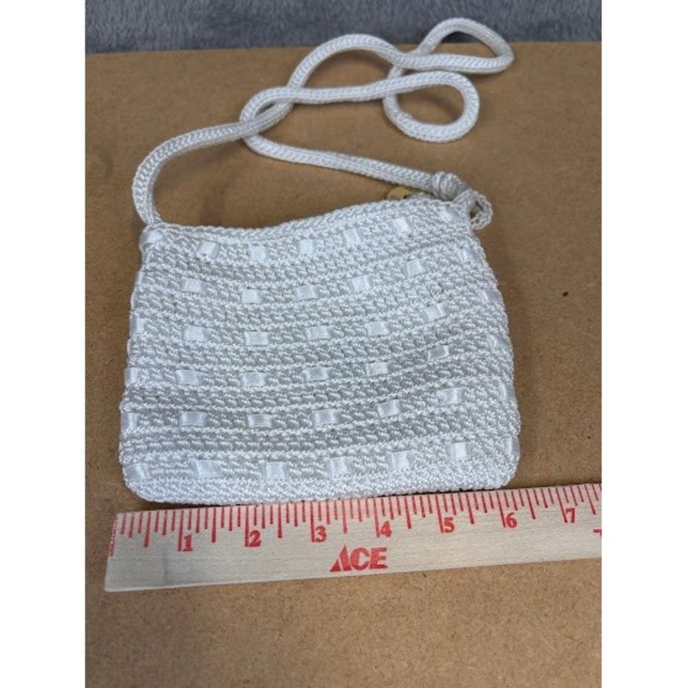 The‎ Sak White Crochet Ribbon Woven Small Crossbody Bag Flap Closure Boho - Picture 3 of 10
